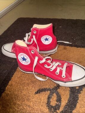 Converse Red High Top Sneakers with White Accents